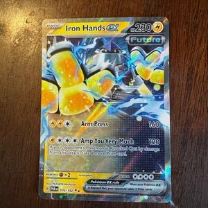 Pokemon Iron Hands ex Holographic Yellow Blue Card